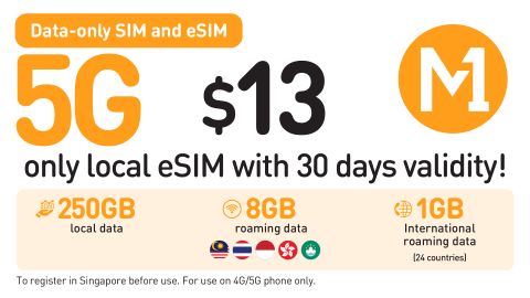 Singapore M1 5G Data-only SIM/eSIM (250GB)