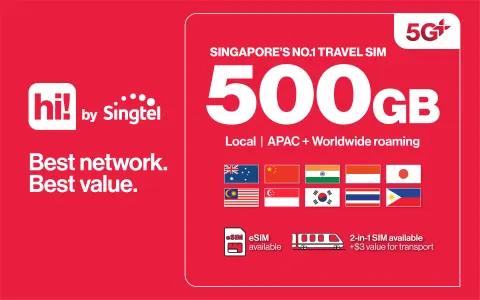 Best 5G+ Singapore SIM Cards/Tourist Cards with Transport Card Option (Airport/ City Pick-up)