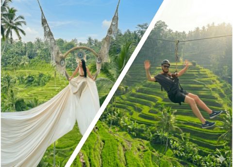 Ubud Zipline, Bali Swing & Sky Bike Experience in Private Rice Terrace
